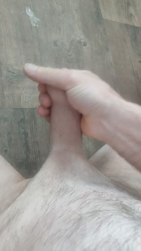 Solo male Masterbating wanking shaven uncut close up cum shot gay