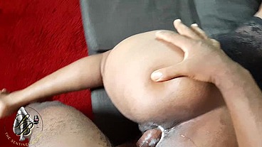 Pretty young ebony woman after a blowjob gets her tight pussy fucked in pov during her catting