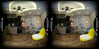 Solo babe, Candy Red masturbates in the kitchen, VR