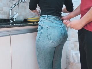 Cumming On my Maid's Butt with Gym Clothing whilst this babe was Washing Dishes (FREE USE/COMPILATION))