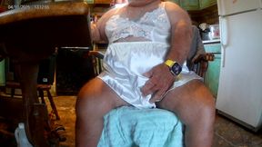 Mark Fletcher watching a JOI vid cumming wearing more lingerie
