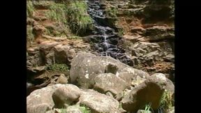 Hot Big Tits Blondie and Redhair Play with Their Pussies at the Waterfall