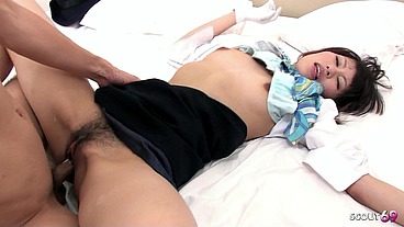 Japanese Goth Girl in Panty and Nylon Pantyhose Pick Up for Uncensored JAV CFNM Creampie Fuck