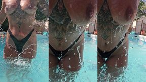 good morning topless dans la piscine