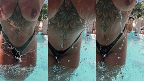 good morning topless dans la piscine