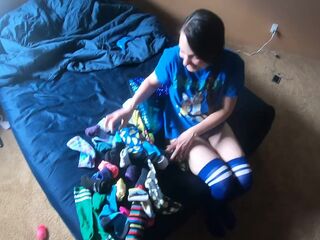 Trying on different socks, tickling and foot worship