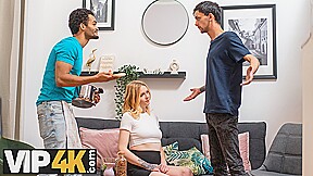 CUCK4K. Pregnant blonde with natural tits is enjoying stranger's cock in front of her husband