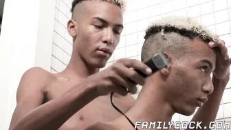 Young ebony twinks stroke big cocks and cum hard