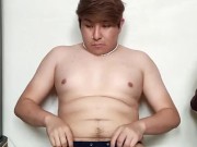 Riding Huge Dildo, jerking off