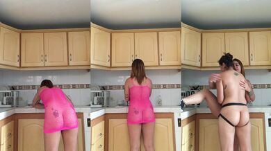 LESBIANS FUCKING RIDING STRAPON ON VIRGIN PUSSYS IN THE KITCHEN