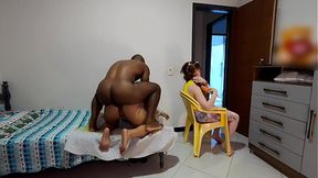 She didn't even realize her husband was fucking my ass while she was getting beautiful