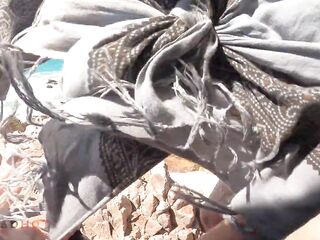 Lascivious Girl wish his Schlong in a Public Beach and take a Big Facial