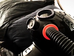 Latex gasmask breathplay