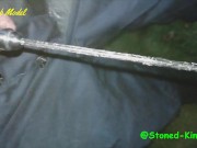 SK Pissing outdoors wearing urethal chastity