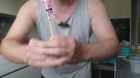 I find a tiny in my kitchen and make him my lollipop