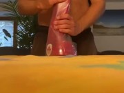 Unpacking XXL dildo from Square Peg Toys