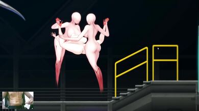 Futanari harem anal double penetration goes deep in cosplay alien quest