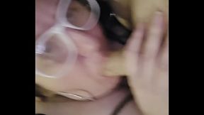 horny milf with big natural tits gives a facial cumshot