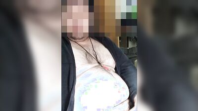 Chubby amateur relaxes and films himself stroking his hard cock