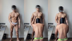 asian muscle handsome fuck young man bareback in bathroom