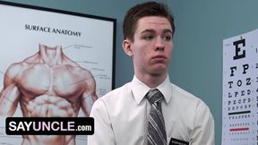 SayUncle - Innocent Young Man Shoots Hot Cum While Being Anal Fucked With A Dildo By The Perv Doctor