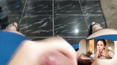 React: Beautiful POV Blowjob with HUGE TRIPLE cumshot compilation in mouth.