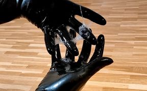 Spit Play With Latex Gloves - Drooling on Rubber