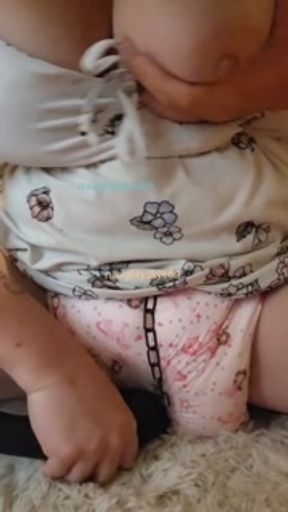 Diaper Slut Masturbates in Full Pee Diaper