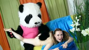 Lustful babe playing with toy bear