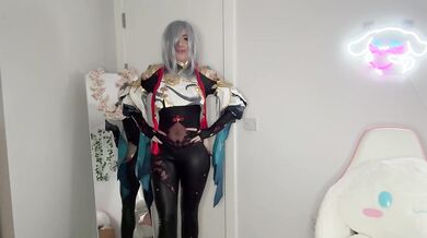 Sexy Shenhe Wearing Slutty Cocktail Dress