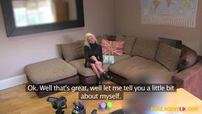 BLONDE goddess with long legs take a big cock IN HER ASS - Fake Agent UK
