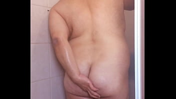 Shower and a wank (tiny dick, big butt)