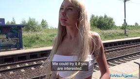 Train station public sex with beautyful woman
