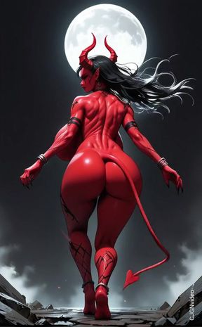 Demon woman bouncing ass on music (Ai animation)