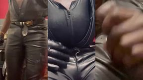 black leather smoking bate & heavy cum
