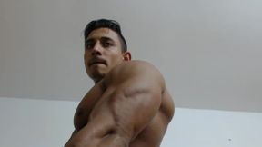 Latino Muscle Man Cleatus Plays with His Dick