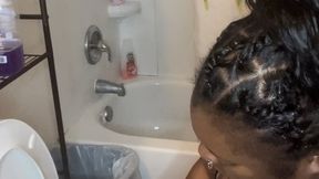 Cleaning the bathroom after a long day