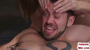 ***latex and facesitting femdoms strapon peg dude asshole