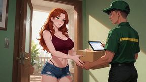 18-year-old Male Courier Delivered A Package And Satisfied A Horny Redhead Woman