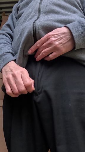 Outdoor Edging, Big Cock Wanking and Cum Flowing in the Shed Wearing Work Clothes - Rockardglans