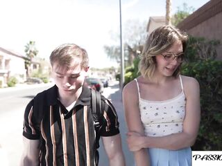 Summer break hookup between sexy nerd and rod