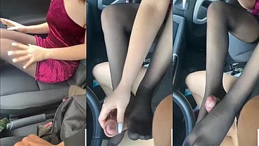 HD OUTDOOR CAR FOOTJOB & CUM (ROLEPLAY- PASSAGGIO IN AUTO CON FOOTJOB & CUM) ALL'APERTO IN MACCHINA