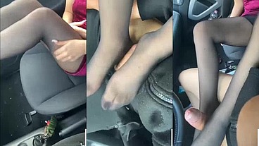 HD OUTDOOR CAR FOOTJOB & CUM (ROLEPLAY- PASSAGGIO IN AUTO CON FOOTJOB & CUM) ALL'APERTO IN MACCHINA