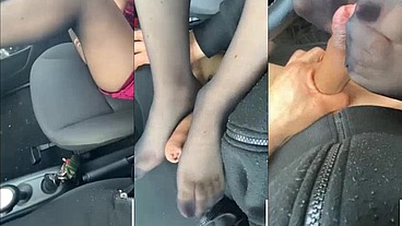 HD OUTDOOR CAR FOOTJOB & CUM (ROLEPLAY- PASSAGGIO IN AUTO CON FOOTJOB & CUM) ALL'APERTO IN MACCHINA