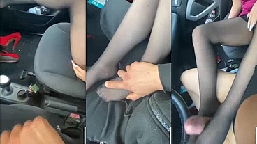 HD OUTDOOR CAR FOOTJOB & CUM (ROLEPLAY- PASSAGGIO IN AUTO CON FOOTJOB & CUM) ALL'APERTO IN MACCHINA