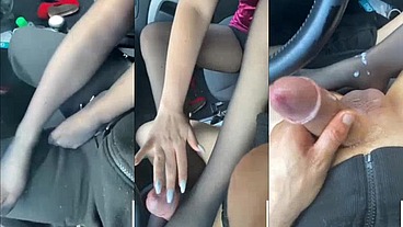 HD OUTDOOR CAR FOOTJOB & CUM (ROLEPLAY- PASSAGGIO IN AUTO CON FOOTJOB & CUM) ALL'APERTO IN MACCHINA