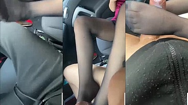 HD OUTDOOR CAR FOOTJOB & CUM (ROLEPLAY- PASSAGGIO IN AUTO CON FOOTJOB & CUM) ALL'APERTO IN MACCHINA