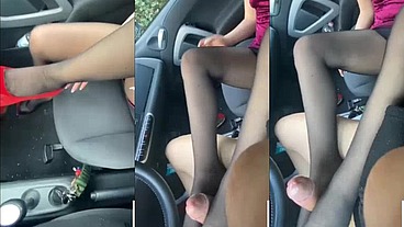 HD OUTDOOR CAR FOOTJOB & CUM (ROLEPLAY- PASSAGGIO IN AUTO CON FOOTJOB & CUM) ALL'APERTO IN MACCHINA