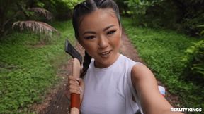 Asian petite teen Lulu Chu gets banged in the forest