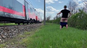 Flashing Public Train | Risky Dick Flash | Risky Public Masturbation